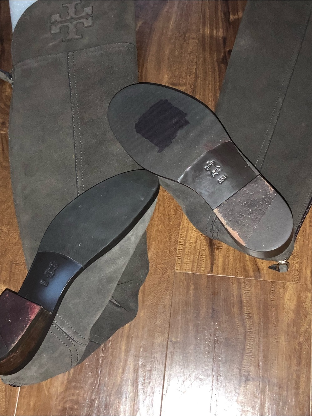 TORY BURCH Simone suede Riding Boots  with sole markings. Barely worn. Sz 5.5. - Picture 5 of 10